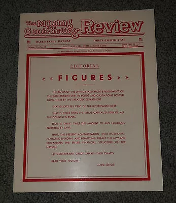 THE MINING AND CONTRACTING REVIEW Aug 4 1936 UTAH Vol 38 # 31 SLC UTAH • $14.95