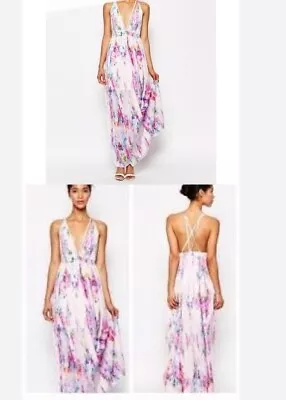 Oh My Love Topshop Floral Watercolour Floral Smudge Summer Beach Dress Maxi M • £10