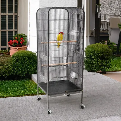 Large Bird Cage Parrot Aviary On 4 Wheel Budgie Canary Macaw Finch W/ Play Stand • £65.95