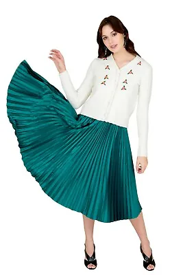 Women Emerald Green Pleated Skirt | Basic Versatile Stretchy Casual Skirts • $54.99