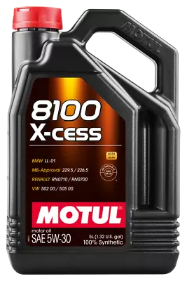 MOTUL USA Motor Oil - 8100 X-cess - 5W30 - Synthetic - 5 Liters  Jug 108946 • $48.99