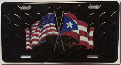 USA PUERTO RICO DIAMOND PLATE BLACK TACTICAL Embossed License Plate • $9.88