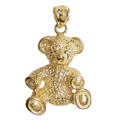 New 14k Yellow Gold Teddy Bear Pendant • $389.99