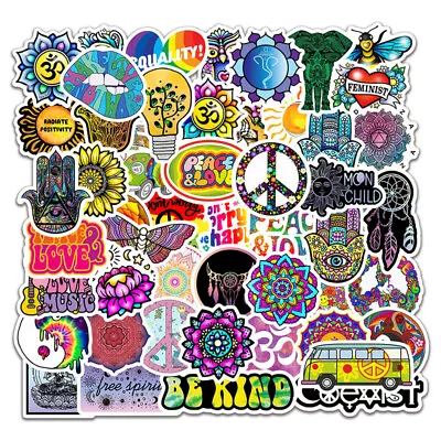 50 Hippie Peace Love Equality Stickers Skateboard Laptop Phone Stickerbomb • £5.25