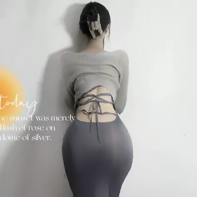 $12.69 • Buy Women Sexy Lingerie Ice Silk Dress See-through Sweater Set Underwear Nightclub