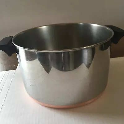 Revere Ware 6Qt Stock Pot Clinton IL  USA Copper Bottom 1801 No Lid Vtg • $25