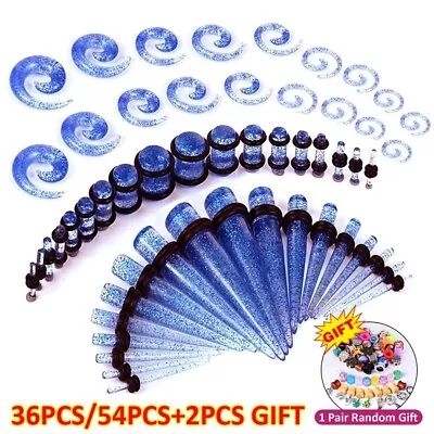 18-54Pcs Ear Stretching Kit 14G-00G Ear Gauge Expander Acrylic Spiral Taper Plug • $7.99