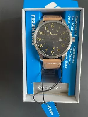 Columbia Mens Watch Fieldmaster II Stainless Date 24hr Leather CA007 New • $74.50