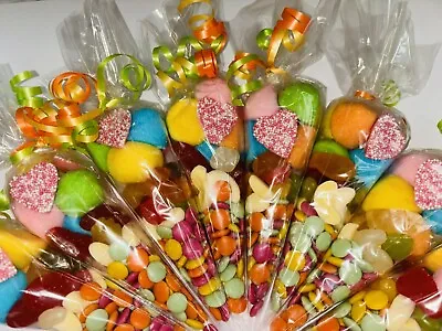 Bright Colour Sweet Candy Cones Sweets Party Bags Filled Bag Sweet Gift Cone • £6.99