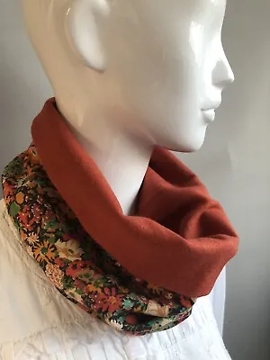 Snood Cowl Circle Scarf Liberty Jubilee & Polyester/ Viscose Handmade Reversible • £12.99