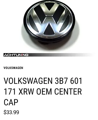 VW Wheel Jetta Golf Passat Beetle 3B7 601 171 Center Caps Hubcaps OEM • $4