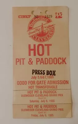 RARE 1985 Cleveland Grand Prix Pit & Paddock Media Press Pass  • $9.99