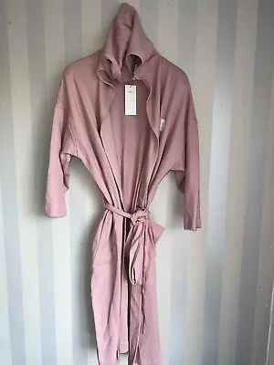 Marks & Spencer M M&S Dressing Gown Light Cotton Waffle Texture Rose Pink 12 14 • £19.99