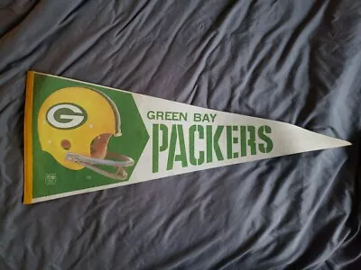 Green Bay Packers 2 Bar Helmet Logo 30” Felt Officially Licensed Pennant VINTAGE • $19.95