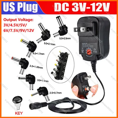 AC/DC Adapter Switching Power Supply W/ 6 Selectable Plugs 3/4.5/5/6/7.5/9/12V • $11.93