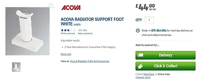 2 X Adjustable White Column Radiator Support Feet • £40