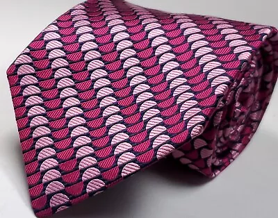 GITMAN BROS Handmade In USA Silk Tie Men's Pink Fuchsia Navy Blue Necktie NEW • $14.99