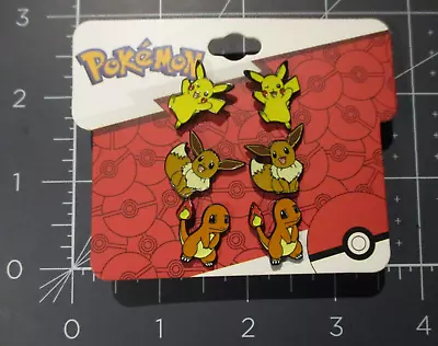 POKEMON EARRINGS 3 Pack  Post Stud Eevee Pikachu Charmander K • $17.99