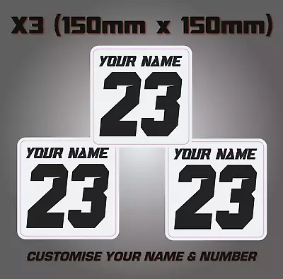 3 X Custom Race Numbers And Name And Colour Stickers Motocross Bike Kart Decals • £6.71