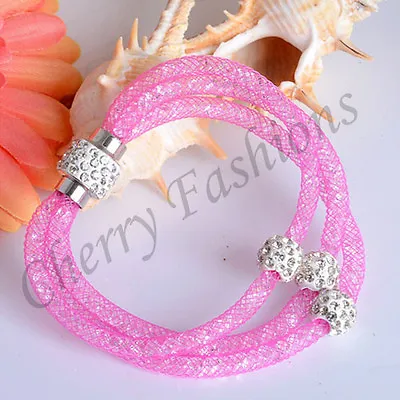 £2.99 • Buy Mesh Bracelet Stardust Magnetic Wrap Crystal Bangle Clasp Charm Gift Buckle Net
