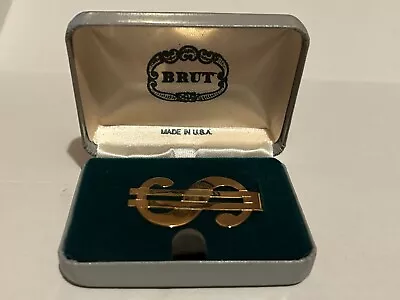 Vintage Brut Gold Color Rare Dollar Sign Money Clip W/ Case Free Shipping • $17.95