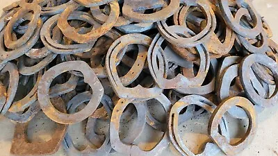 Used Steel Horseshoes Qty 36 Egg And Heart Shaped Styles Rusty No Nails  • $45.99