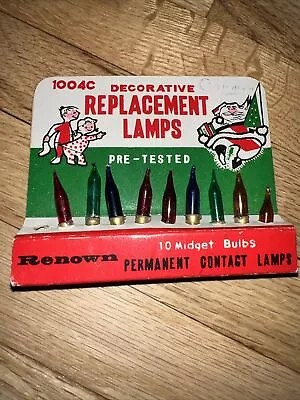 9 Vintage NOS Christmas Midget Bulbs Renown Multi-Color Permanent Contact Lamps • $14.99