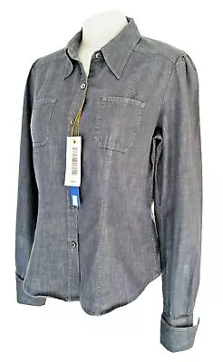 New BANANA REPUBLIC Womans Dark Blue Chambray / Denim SHIRT - M - UK 12 - EU40 • £11.69