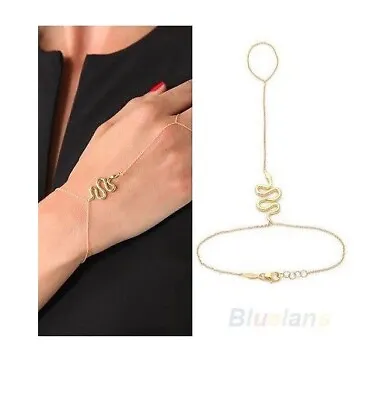 Gold Beach Snake Bracelet Hand Chain Bangle Slave Finger Ring Harness Womens Uk • £3.88