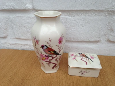£7.99 • Buy ROYAL WORCESTER SPODE Palissy Goldfinch Blossom Bud Vase British Birds Trinket 