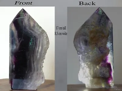 £48 • Buy Rainbow Fluorite Natural Crystal Freeform Tower Purple Greens 821 Gm 17 X 8.5 Cm