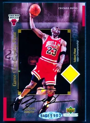 2001-02 UD Michael Jordan Game Used 1991 Lakers Floor Piece AUTO • $8900