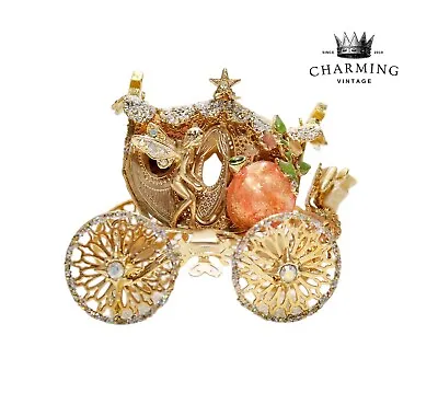 Vintage Rare KIRKS FOLLY Fairy Cinderella Coach Carriage Enamel Pumpkin Ornament • $63.36