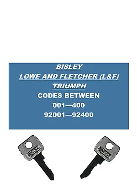 £4.15 • Buy 2 X Replacement TRIUMPH BISLEY L&F Locker Garage Keys Cut To Code FREE POSTAGE