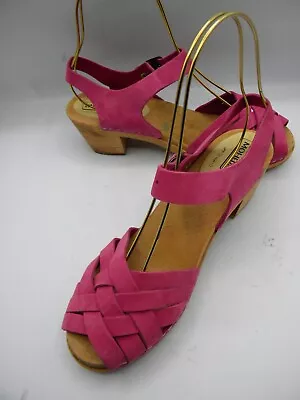 Swedish Comfort Moheda Hot Pink Wooden Clogs Ankle Strap Sandals Size 41 Display • $79