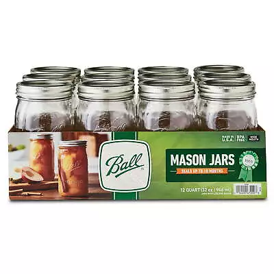 Wide Mouth Mason Cannin Jars 12/Pkg-Quart 32oz • $17.76