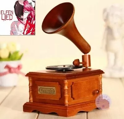 WOOD PHONOGRAPH WIND UP MUSIC BOX : Elfen Lied - Lilium • $75.98