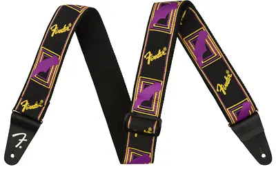 Genuine Fender Neon Monogrammed Adjustable Guitar Strap PURPLE/YELLOW • $17.22