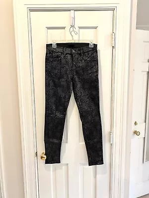 J Brand Black Boa Snake Print Shimmer Coated Mid Rise Skinny Legging Jeans 28 • $19.99