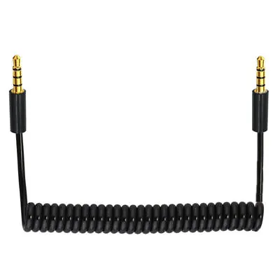 3.5mm TRRS 4 Pole Plug Male To Male Coiled Aux Audio Cable • £4.99