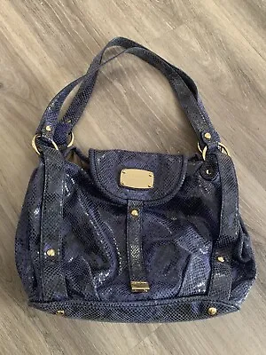 Michael Kors Brimfield Python Blue Snakeskin Shoulder Hobo Purse Medium Shimmer • $20