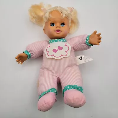 Vintage 1996 Meritus Baby Doll Cloth Plush Body Vinyl Head Blond Blue DOLL047 • $6.89