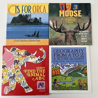 Lot Of 4 ABC 123 Books: Geography From A To Z 123 Moose O Is For Orca And … • $12