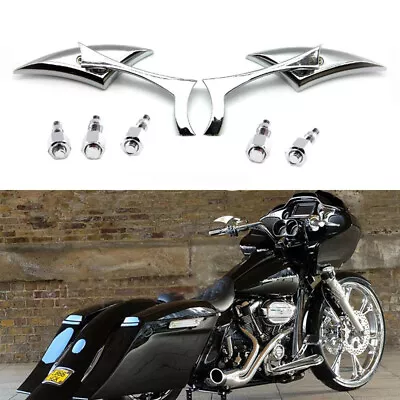 Chrome Motorcycle Blade Mirrors For Harley Street Glide Road Glide King Touring • $31.99