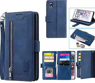 Zte Blade A3 2019 All In One Suede Wallet Case Front Zip Lanyard • $13.50