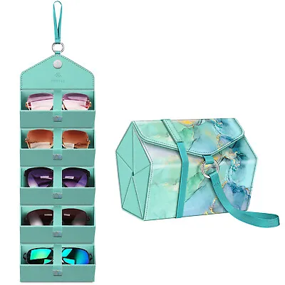 Sunglasses Organizer Travel Case 5 Slot Foldable Eyeglasses Holder Box Eyewear • $14.19