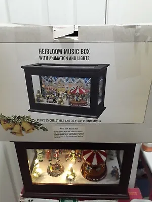 Mr Christmas Heirloom Music Box Animated Illuminated Musical Cracker Barrel Xmas • $250.95