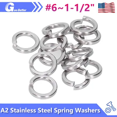 A2 Stainless Steel Split Lock Washers #4 #6 #8 #10 #12 To 1  UNC Spring Washer • $7.28