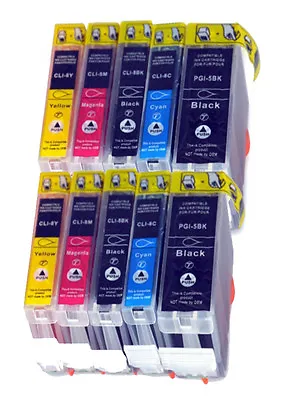 10 Canon PGI-5BK CLI-8 Black/ Cyan/ Magenta/ Yellow Printer Ink Cartridges  • £9.99