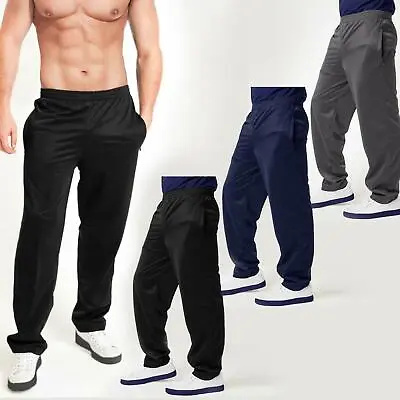 Mens Sports Trousers Bottoms Joggers Jogging Plain Silk Tracksuit Yoga Gym Pants • £12.89